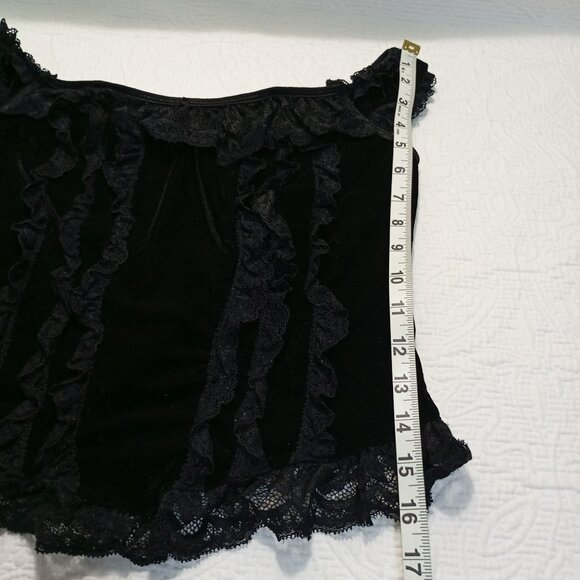 Top Velvet Lace Trim Off Shoulder Corset Style Size Large Black Womens - Picture 6 of 6